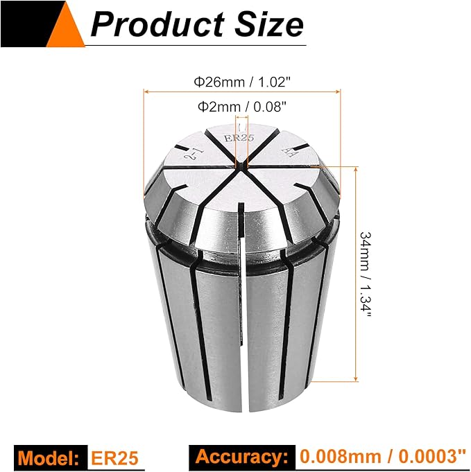 HARFINGTON Spring Collet Chuck ER25 2mm 65Mn Spring Steel Precision Router Collets for CNC Engraving Milling Lathe Tool