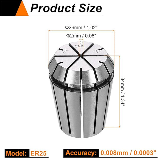 HARFINGTON Spring Collet Chuck ER25 2mm 65Mn Spring Steel Precision Router Collets for CNC Engraving Milling Lathe Tool