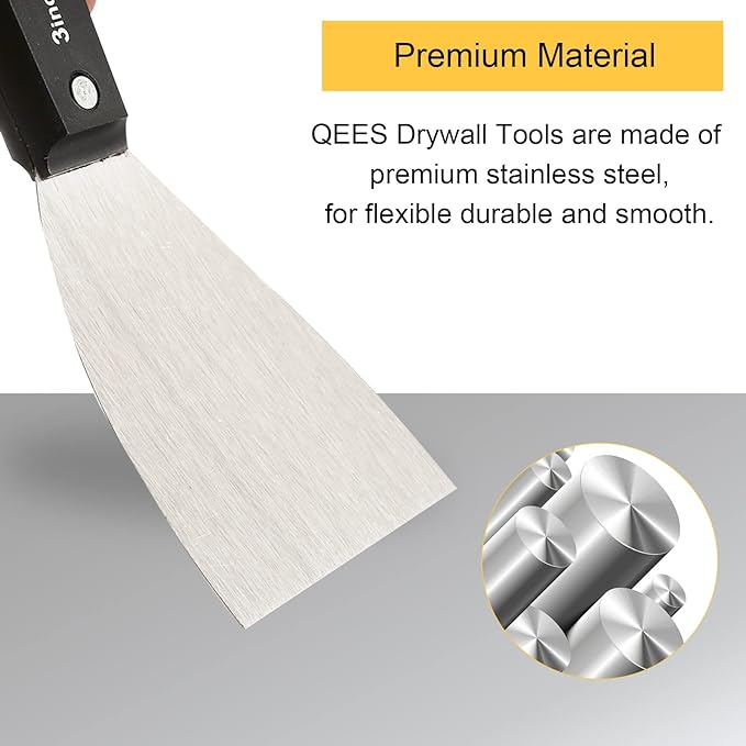 7 PCS Drywall Tools,Putty Knife Scraper Tool,Stainless Steel Paint Scraper Spackle Knife,Drywall Scraper Spackle Taping Knife for Spreading Mud, Taping,Repairing Wall.