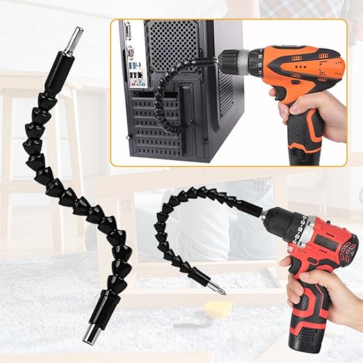 6 Pack Flexible Drill Bit Extension, 11.6 inch Superbit Screwdriver Flexible, Bendable Flexible Drill Bit Extension, Super Bit Flexible Shaft Extension Bits