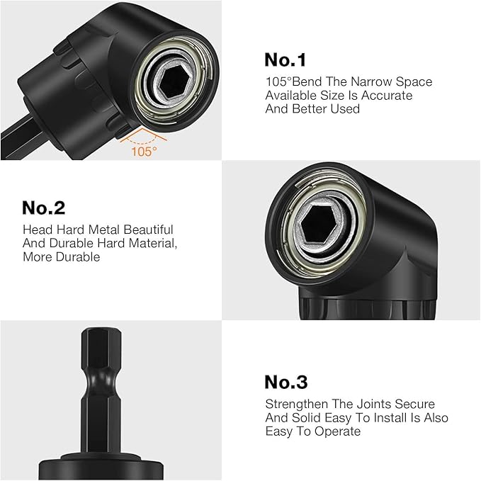 18Pcs Flexible Drill Bit Extension, Include 3Pcs Rotatable Socket Adapter 2Pcs 105째 Right Angle Drill Attachment 10 Short Screwdriver Bits 90째 Angled Bits and 2 Bendable Extension Tool