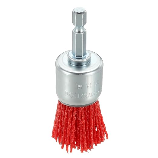 Wire Pen Brush for Drill, 1pcs 1in Crimped Wire Brush for Drill with 1/4in Hex Shank, [for Light Rust Deburring Paint Removal] - 0.05in Nylon Wire/80 Grit