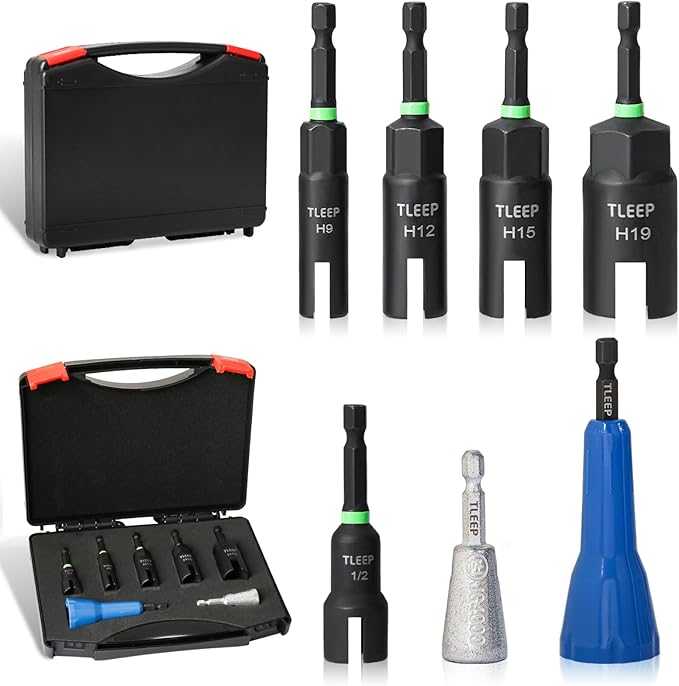 Wing Nut Driver 1/2" 9mm 12mm 15mm 19mm and Wire Nut Twister, 1/4" Hex Nut Driver Set for Impact Drill, Hurricane Shutter Hardware for Panel Nuts Screws Bolt Eye C Hook Q-Hanger Wire Twisting