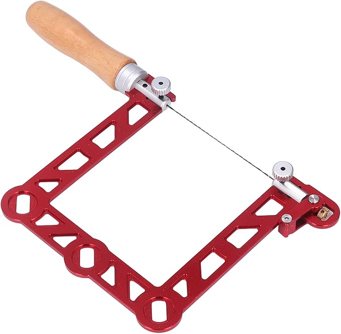 Mini Woodworking Hand Saw, U Shape with Wooden Handle, Aluminum Alloy, Red, for Jewelry Making and Metal Processing, Includes Saw Blade and Hex Wrench (5 Inch)