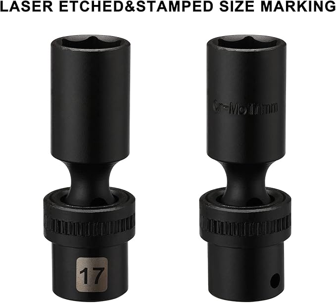 Mayouko 10 PCS 3/8" Drive Deep Universal Impact Socket Set, 6 Point, Metric,10-19mm