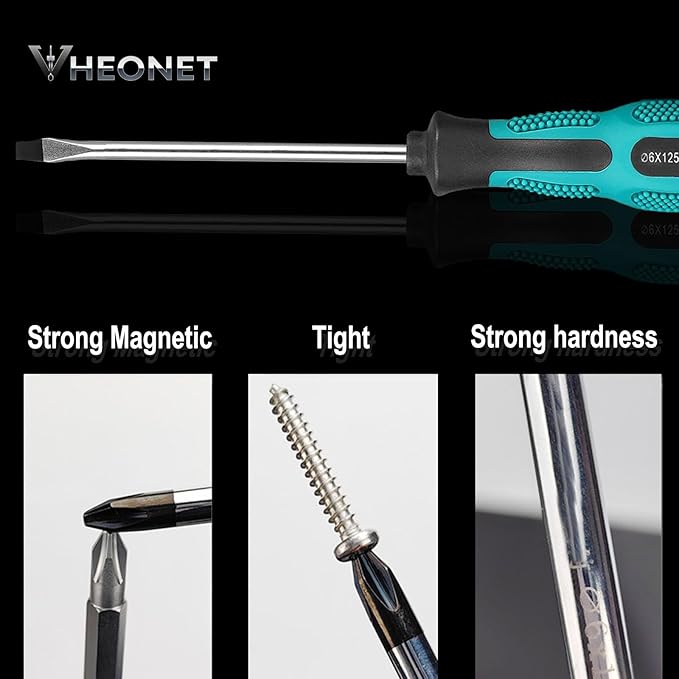 Stocking Stuffers for Men: 6-Piece Magnetic Screwdriver Set with 4-in-1 Keychain Tool | Includes Phillips & Flat Head | Non-Slip Grip for DIY & Home Repair | Practical Gift (Green & Black)
