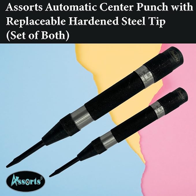 Assorts Automatic Center Punch with Replaceable Hardened Steel Tip (Set of Both)