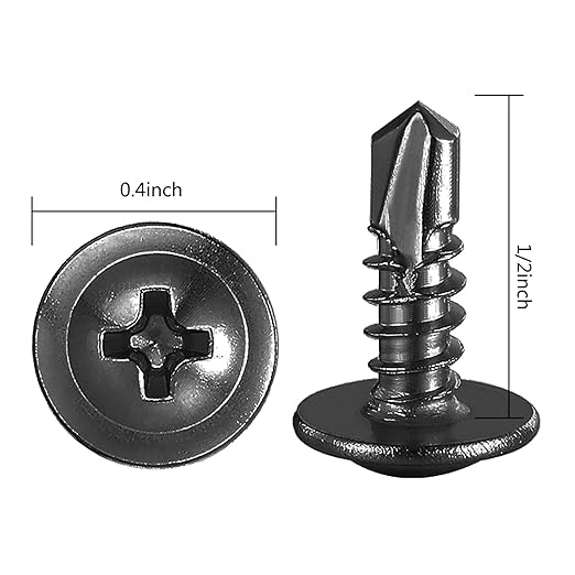 (400Pcs)#8횞1/2??for Sheet Metal Self-Tapping Screws 410 Black Stainless Steel Truss Head High-Strength Quick Tapping