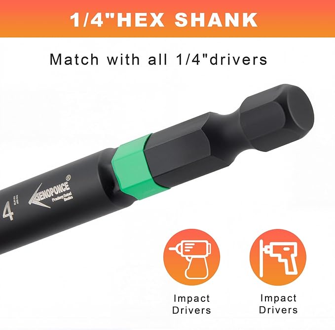AEROFORCE 41 PCS Magnetic Nut Driver Set, Impact Drill Driver Bit 1/4" Hex Shank, SAE & Metric Cr-V Steel Power Nut Drivers with Quick-release Extensions, Impact Socket Adapters, Bit Holder