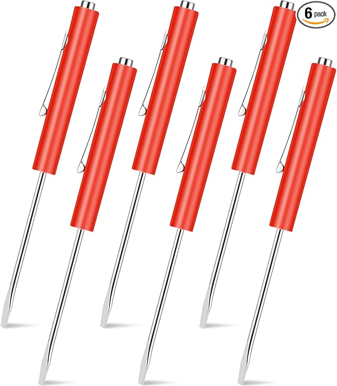 6 Pieces Pocket Screwdriver Mini Tops And magnetic pocket screwdriver with A Single Blade Head for Mechanical, Electrician (Red)