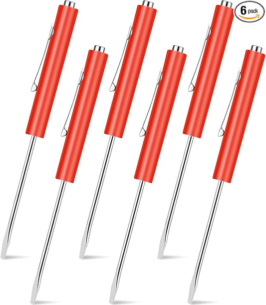 6 Pieces Pocket Screwdriver Mini Tops And magnetic pocket screwdriver with A Single Blade Head for Mechanical, Electrician (Red)