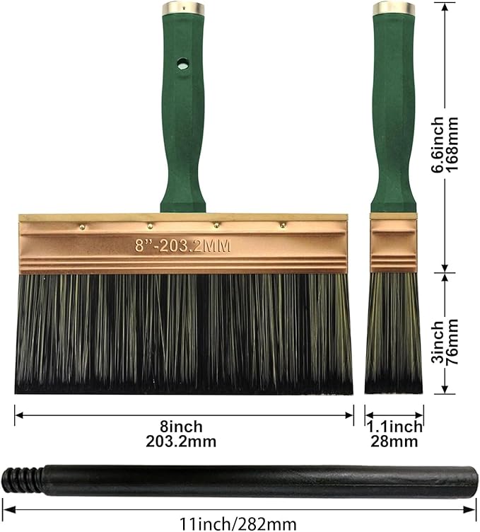 Deck Stain Brush, 8 Inch Deck Paint Brush with Threaded Handle for Extension Pole, Wide Large Brushes for Staining Wood, Fence, Walls, Lime Wash Paint Brush