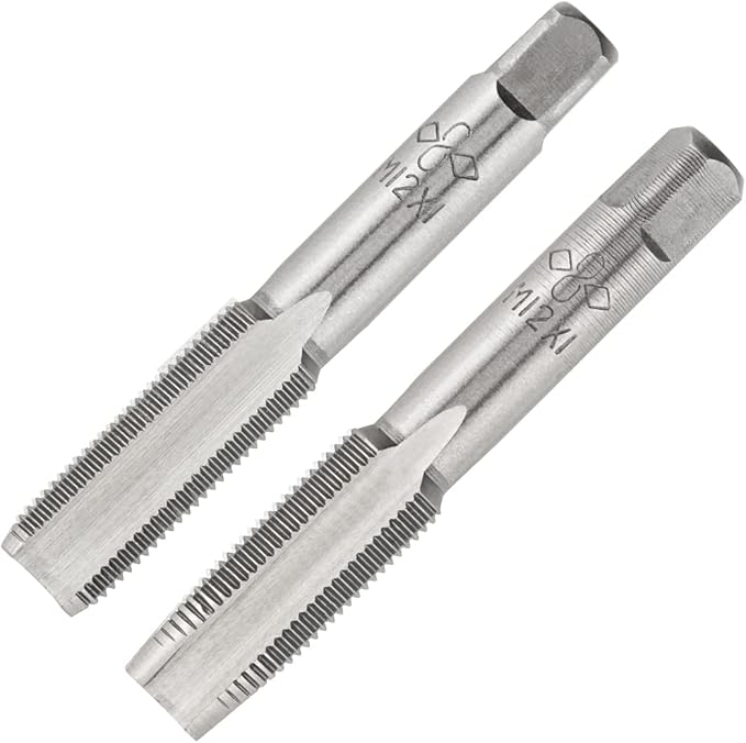 Aceteel M12 X 1.0 Metric Hand Tap, Right Hand M12 X 1.0mm Threading Hand Tap 1Pair