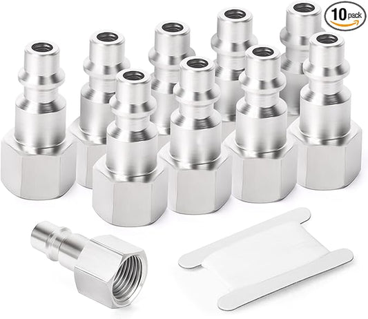 GASHER 10PCS 1/4-Inch NPT Female Industrial Air Tool Fitting, 1/4-Inch High Flow Pneumatic Plugs Max Working Pressure 300PSI