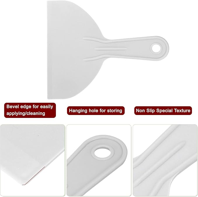 HARFINGTON 10pcs Putty Scraper 5.9" Width 1.7mm Thin Flexible Plastic Putty Knives for Taping Drywall Spreading Painting Wall Scratching Gray