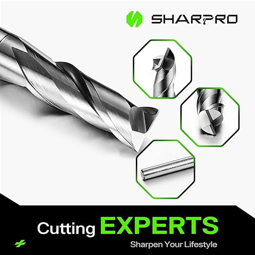 3/16 End Mills 3/16 Inch Shank, 2 Flute Carbide Square Endmill with AlCrN Coated, Upcut Spiral CNC Router Bits for Alloy Steel, Metal and Stainless Steel