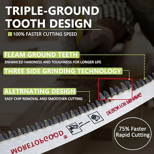 9"/12"/15" Arc Edge Reciprocating Saw Blade, 7TPI Japanese Teeth with Curved Edge Wood Pruning Saw Blades for Tree Trimming, Wood Cutting (5 Pack)