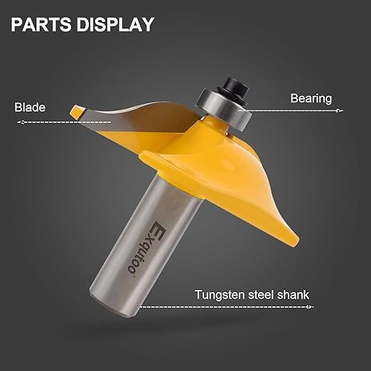 Exqutoo 1PCS 1/2" Shank 2-1/2" Diameter Raised Panel Cabinet Door Making Router Bit Woodworking Tools Door & Window Router Bit