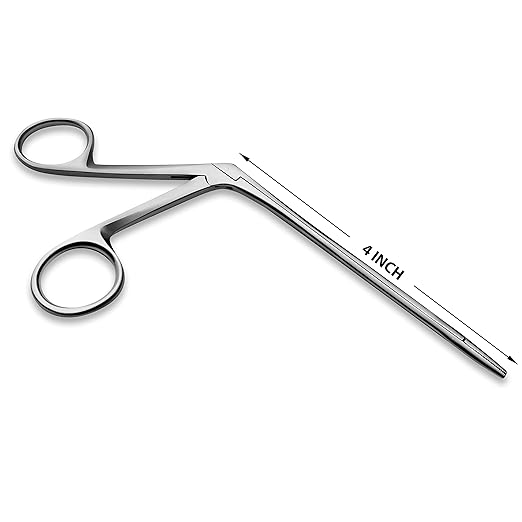 Precise ENT Procedures with Alligator Ear Forceps - Curved Jaw Design, Non-Slip Grip Handle, Fine-Tip, Reusable and Easy to Clean - 3.5 Inches