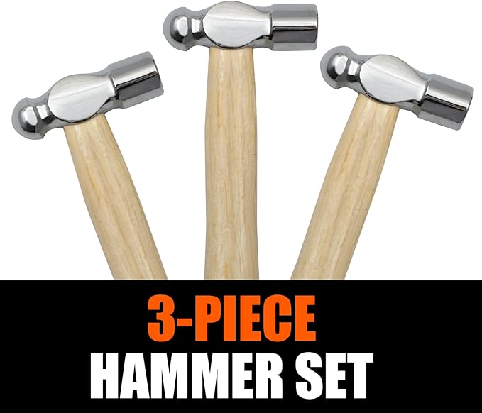 Mini Wooden Handle Round Head Hand Hammer,3 PCS Reinforced Ball Hammer,Mini Reinforced Ball Hammer,Round Head Wooden Handle,Escape Tool Hand Hammer for Prying Nails,Woodworking,Repairing