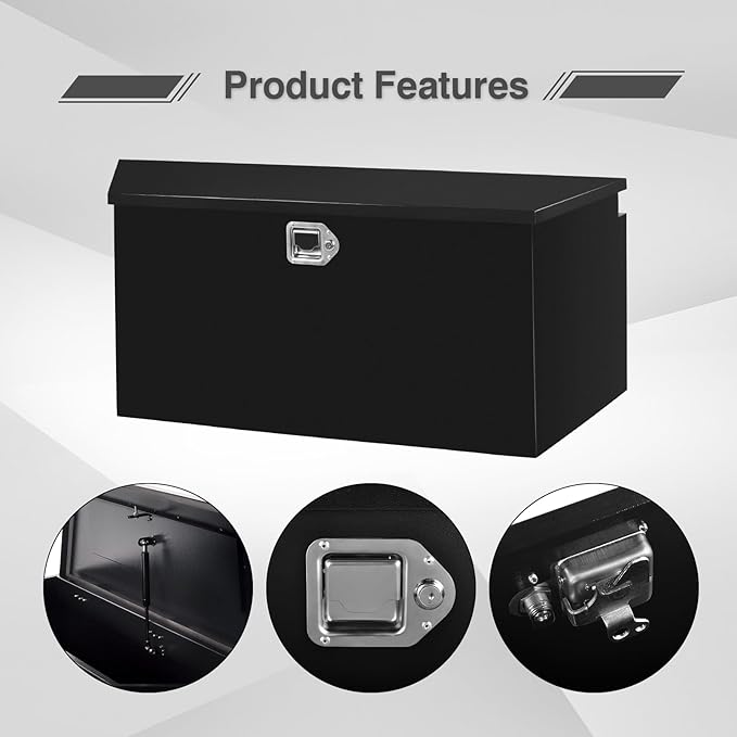 49 Inch Steel Trailer Tongue Box, Heavy Duty Tool Box for Trailer with G-Lock and 2 Keys, Suitable for Trailers and Pickup Trucks，Black（49×15×18.5 inch）