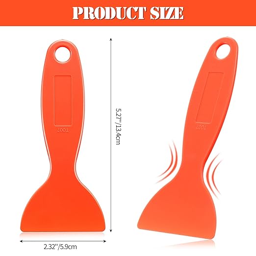 12 Pieces Plastic Spatula Putty Knife Air Bubble Remover Sticker Installation Tool Flexible Paint Scrapers for 3D Printing Resin Removal Vinyl Film Wrap Cleaner (Orange, Green)