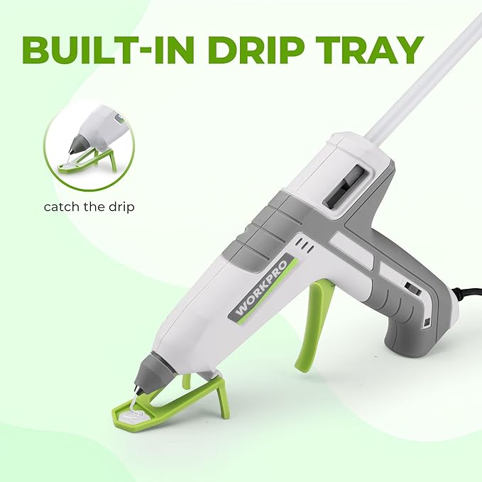 WORKPRO Hot Glue Gun Full Size - 60/100W Dual Temp Glue Gun and Sticks Set with 10 PCS Glue Sticks (7/16") - 90S Fast Preheating Hot Glue Gun Kit for Construction, Crafting, DIY and Repairs - White