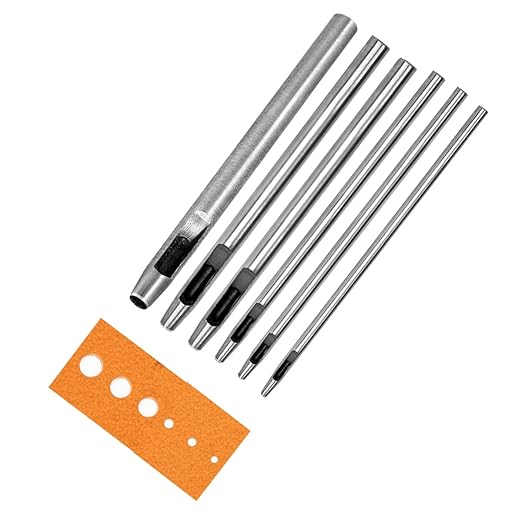 WUTA 6Pcs Hollow Punch Leather Hole Cutter 1mm-5mm Round Punch Tool Set, Leathercraft Working Kit for Watch Band, Fabric, Plastics, Gasket Belt (1+1.5+2+3+4+5mm)