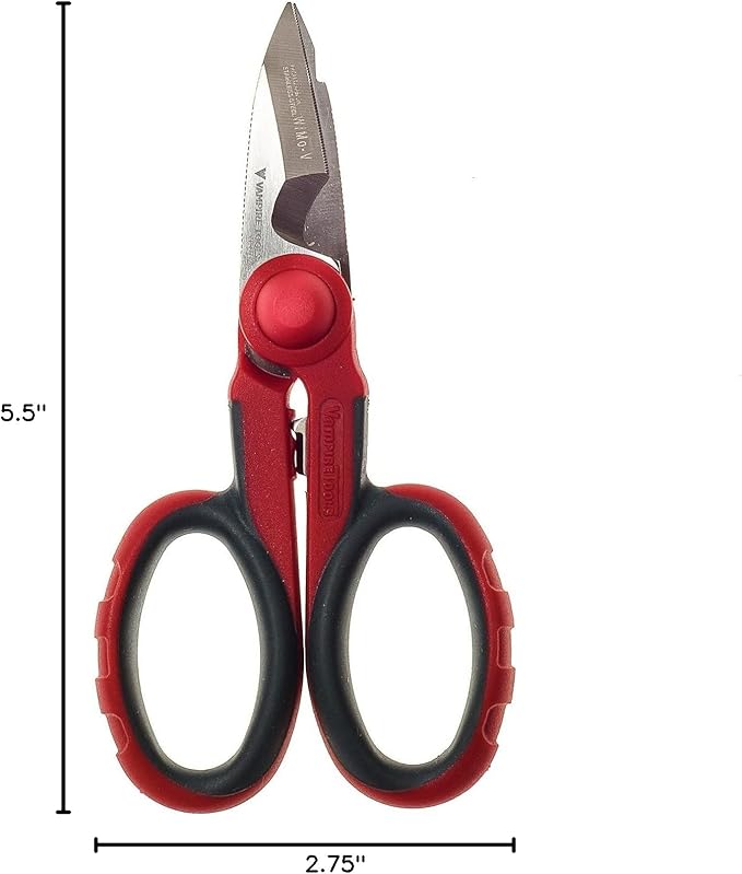 VAMPLIERS 5.5" Multipurpose Electrician Scissors, Premium High Carbon Stainless Steel Utility Shears ??Cut Cables, Strip Insulation, Cut Copper Sheets, Crimp Terminals, and Clean Electrical Boxes.