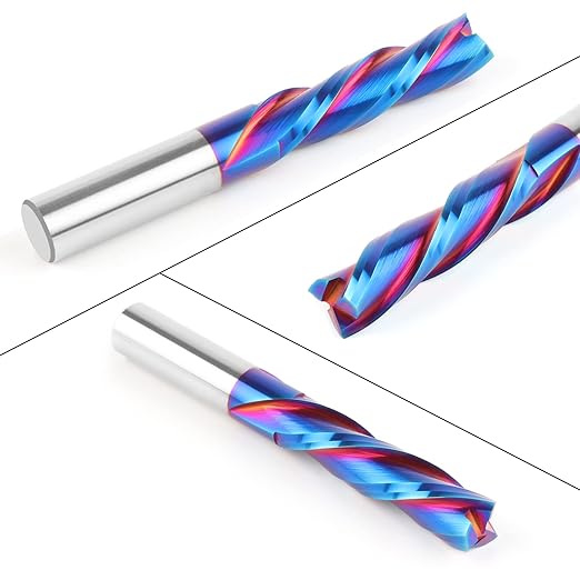 Downcut Spiral Router Bit Extra Long (4 inch) with 1/2 Inch Shank, 1/2 Inch Cutting Diameter Solid Carbide CNC End Mill Bits for Wood Carving, Plunge Cut (3-Flute)