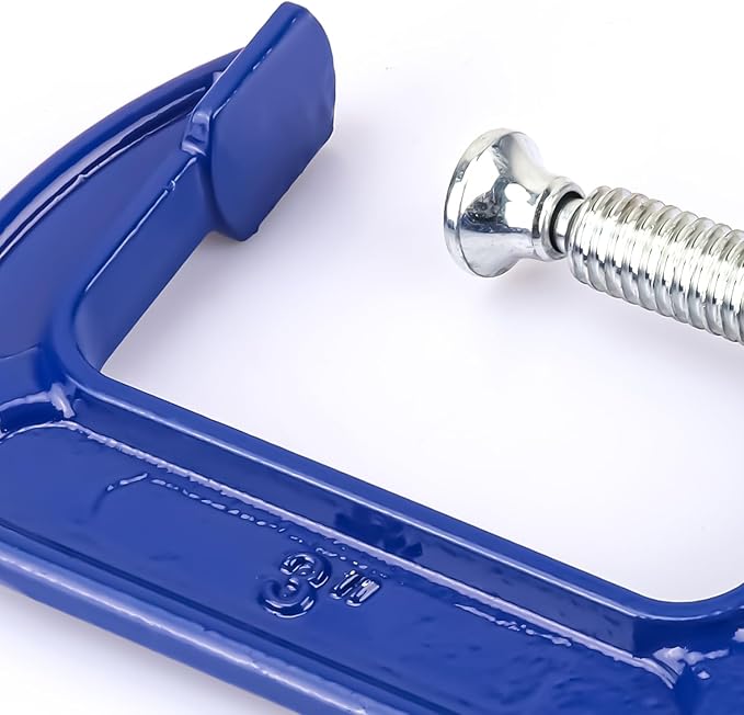 6 Pack 3 Inch Blue C-Clamp - Heavy Duty Iron C Clamps, C-Clamp for Woodworking, Brake Calipers, Maintain, Building, DIY Project
