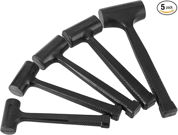 5 Pieces Dead Blow Hammer Set, 0.5/1/1.5/2/3LB, Rebound-Resistant Rubber Mallet with Non-Slip Grip, Non-Sparking Design