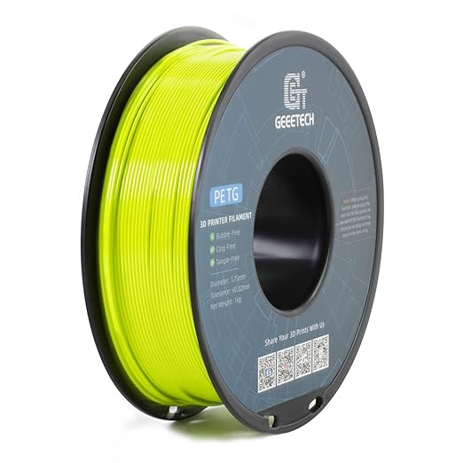 Geeetech PETG Filament 1.75mm, 1 KG (2.2lbs) Spool 3D Filament, High-Toughness, 짹0.02mm Accuracy, Neatly Wound & Moistureproof, Non-Clogging Non-Stringing, Fits Most FDM Printers (Apple/Neon Green)