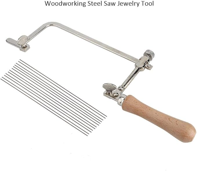 Woodworking Steel Saw,Multitool Wood Handle Jewelry Tool Making Cutting Handle Equipment Saw Bow Pull Flower Hardware Saw Hacksaw Frame Jewelry Tools Oscillating Saw Tool(#2)