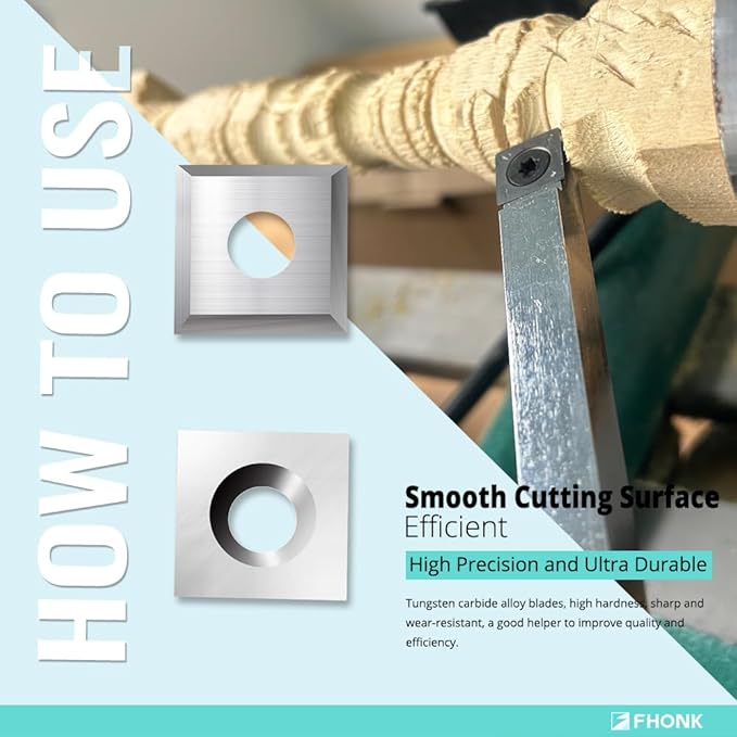 10.5mm Square Straight Carbide Cutters, for Woodturning Replacement Cutter Knives, Fits Spiral, Helical Planer Cutter, Wood Lathe Turning Tool, 10-Piece (10.5x10.5x1.5-35째)