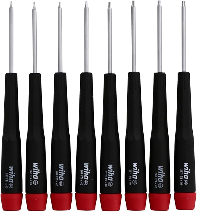 Wiha 26791 Precision Torx T1-T8 Set, 8-Piece,(Red, Black)