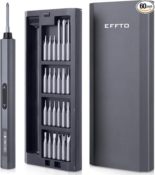 Precision Screwdriver Set, 5 Gear Torque, Mini Electric Screwdriver with OLED Screen, Small Screwdriver Set Rechargeable with 48 multifunctional bits and shadowless LED lights