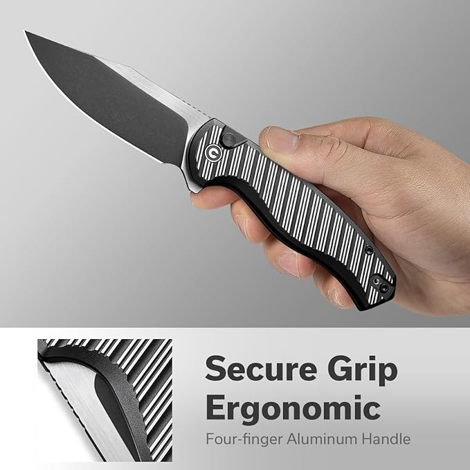 CIVIVI Stormhowl Pocket Knife, Folding Knife with 3.3" Nitro-V Steel Blade Stylish Aluminum Handle Flipper and Button Opener Cool Knife for Gift,EDC C23040B-1