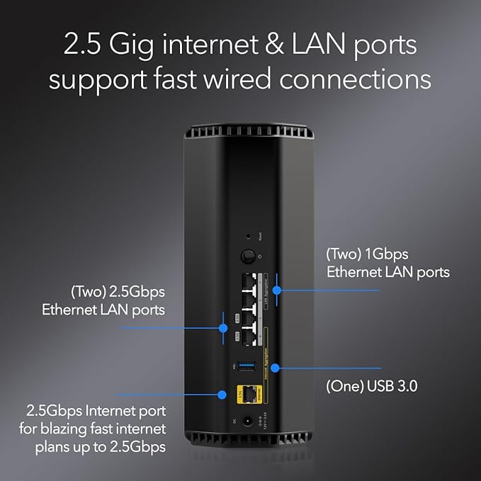 NETGEAR Nighthawk Tri-Band WiFi 7 Router (RS300) - Router Only, BE9300 Wireless Speed (up to 9.3 Gbps) - Covers up to 2,500 sq. ft., 100 Devices - 2.5 Gig Internet Port - Free Expert Help