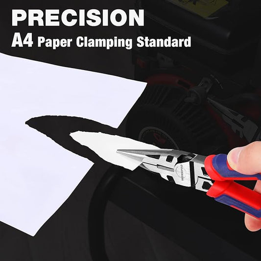 WORKPRO Premium 8??Needle Nose Pliers, Paper Clamp Precision, Heavy-Duty CRV Steel, Large Soft Grip with Wire Cutter, Long Nose Cutting Pliers, W031269