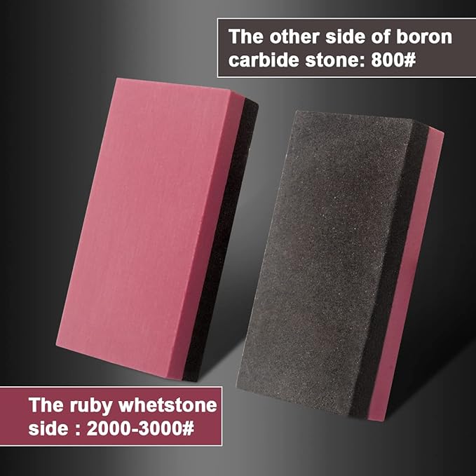 Small Sharpening Stone,2 in 1 Dual Sided 800#/3000# Combination Pocket-sized Whetstone,Coarse/Fine Polishing Boron Carbide and Red stone (1.97x0.98x0.39inch)