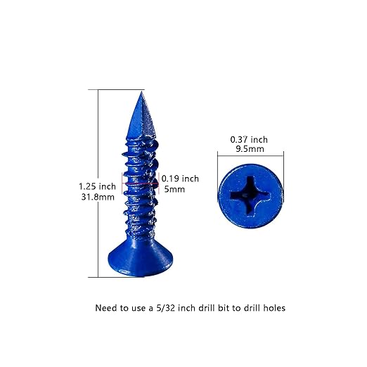 WenSilon(30 PCS) 3/16''x1-1/4 Concrete Screw Anchor Blue Flat Head for Anchoring to Masonry, Block or Brick Stucco