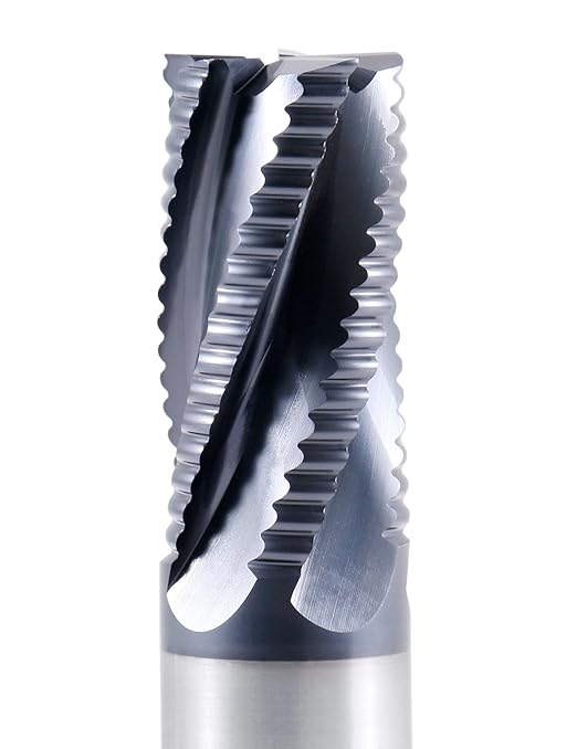 Accusize Industrial Tools 1'' Dia, M42 8% Cobalt Tialn Roughing End Mill, Coarse Tooth, 1'' Shk Dia, 2'' Flt Length, 4-1/2'' Oal, 5 Flute, 1102-0001