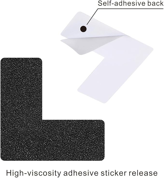 Beiyier 100 Pack 5s Location Marking Corner, 2x2x0.8 Inch L Shaped Graphical Floor Marker for Office Desk Table Top, Warehouse Floor (Black)