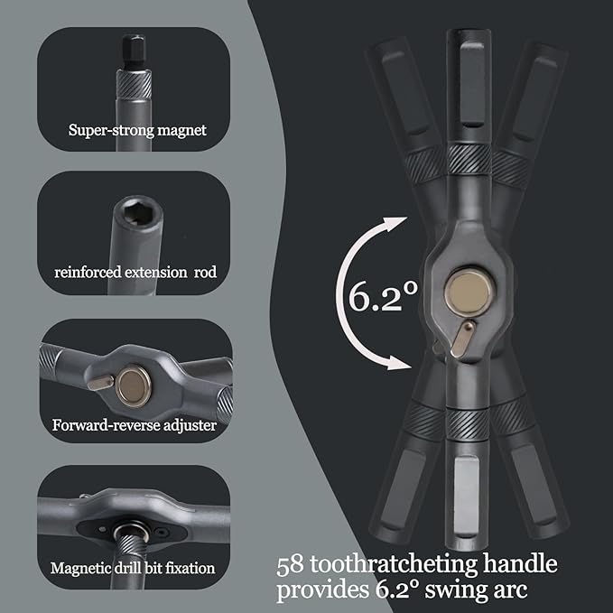 24 in 1 Magnetic Ratchet Screwdriver Set, T Handle Ratchet with Allen Wrench Bits, Bit Ratchet Tool Kit for Home Repair