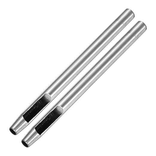 4.5MM Leather Hole Punch Tool [2PCS] - Metal Round Belt Hole Puncher Use for Leather Working & Belts & Watch Band & Paper & Plastic - [Silver Tone] Round Hollow Tools