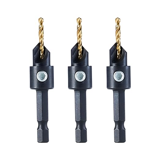 toolant 3pack#6 Silence Countersink Drill Bits Set for US Wood Screw, High-Speed Steel Counter Sink Drill Bit in One Step