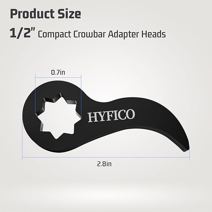 Pry Bar Wrench Adaptor Head for 1/2" Drives Crowbar Adapter Head Tool, Half Shaft Removal Car Repairing Tools (Black)
