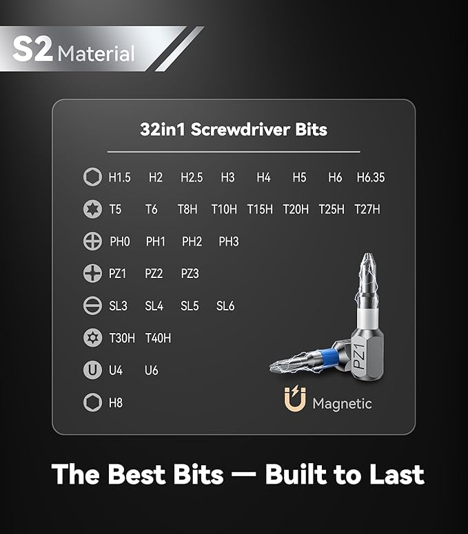 2026 Upgrade 32in1 T handle Magnetic Ratchet Screwdriver Set, [Tight Spaces Effortless] Allen Wrenches Sets, Repair Tool Kit for Computer, PC, Bicycles, Furniture, Electronics, Gifts For Men