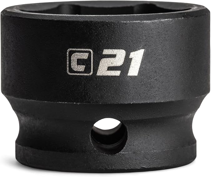Capri Tools 21 mm Stubby Impact Socket, 3/8 in. Drive, 6 Point, Metric